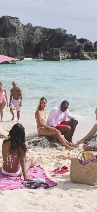 Group enjoying the beach